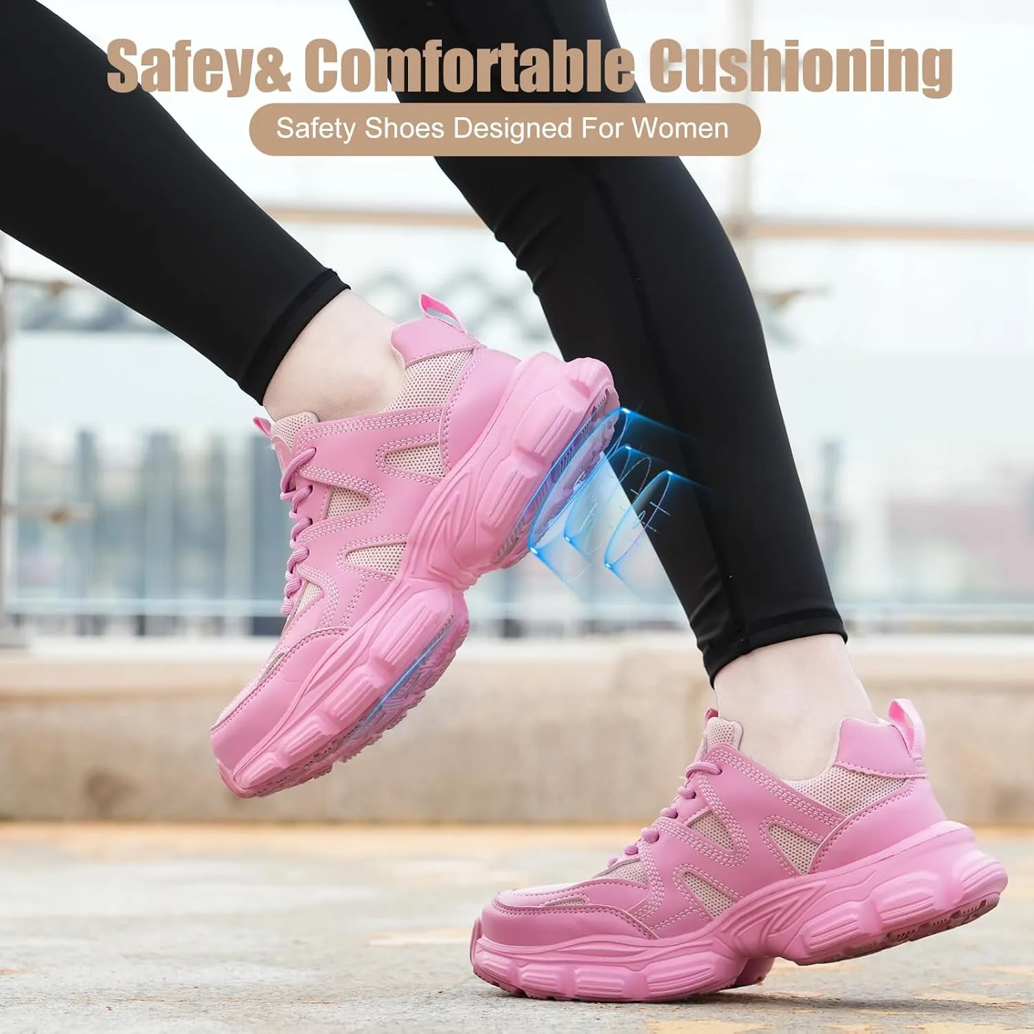 Steel Toe Shoes for Women Men Wide Non Slip Composite Work Sneakers Indestructible Comfortable Safety Tennis Shoes Lightweight Breathable Construction Sneakers Puncture Proof Ergonomic Design