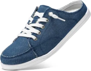 STQ Mules for Women Slip On Sneakers Backless Canvas Shoes Comfort Casual Tennis Shoes, Denim Blue Size 6.5