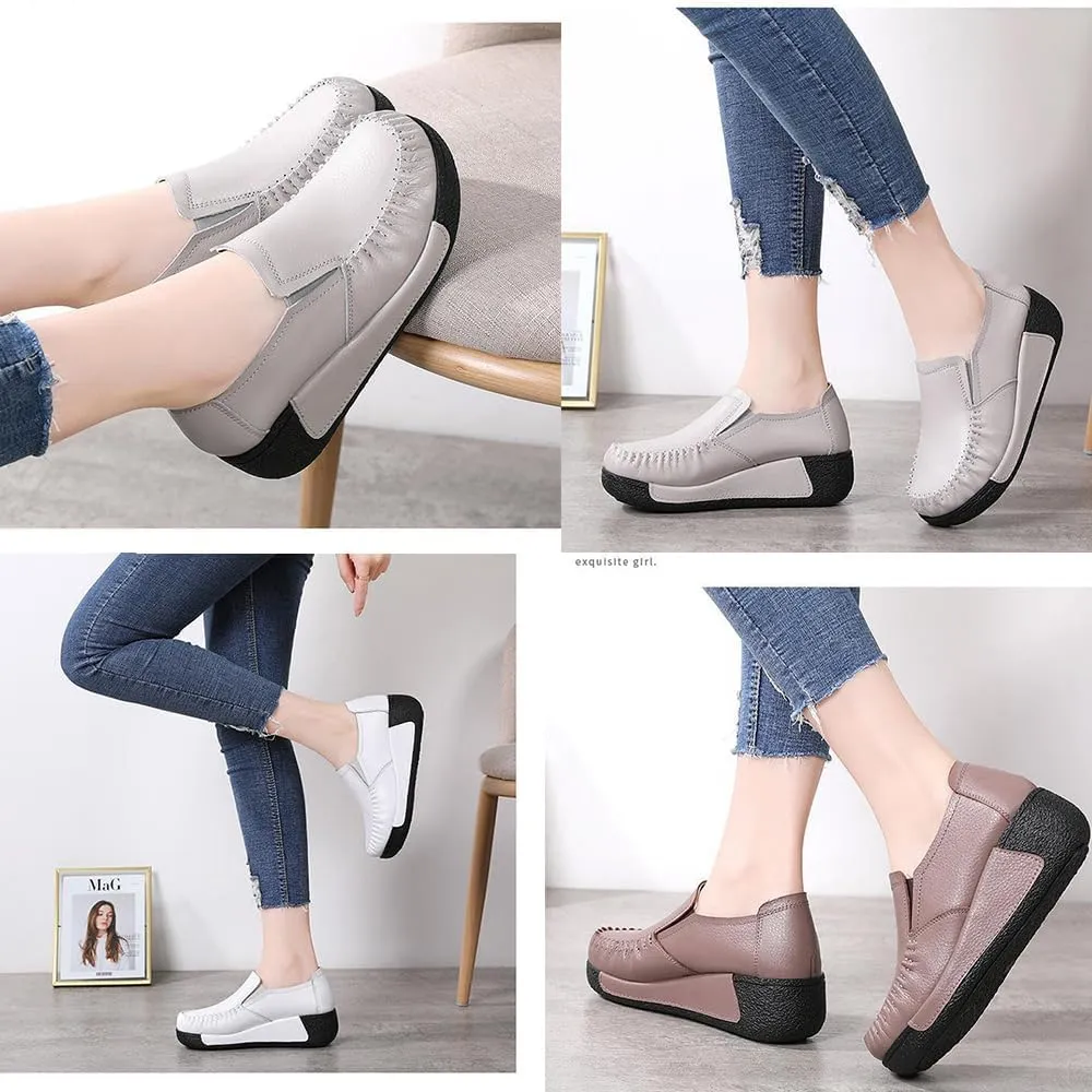 Stylish Women's Slip-On Loafers, Lightweight & Comfy for Work and Play, Featuring Arch Support for, Perfect for Office or Casual Outings