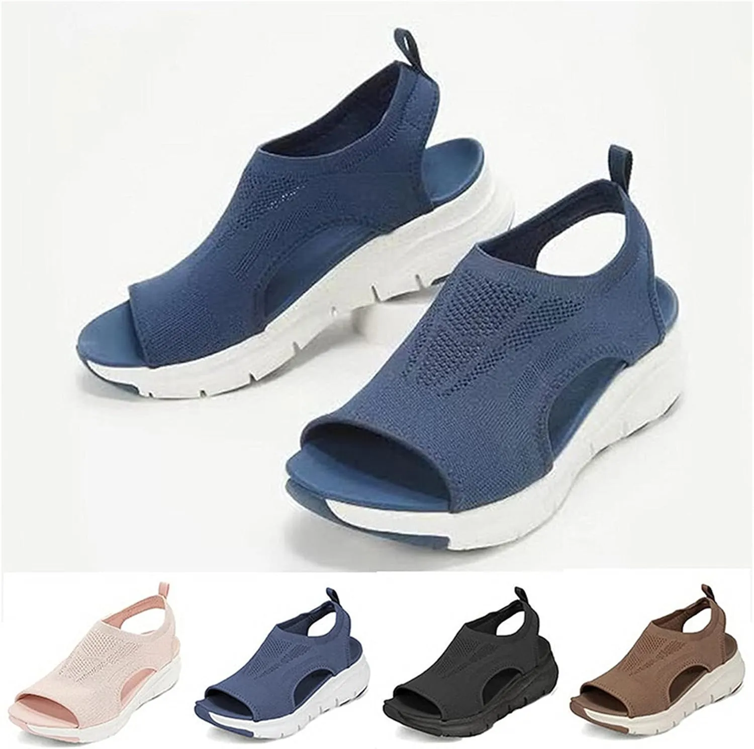 Summer Washable Slingback Orthopedic Slide Sport Sandals Sports Sandals Thick Bottom Fish Mouth Beach Casual Sandals Mesh Soft Sole Shoes for Women,Brown,US7.5/EU39