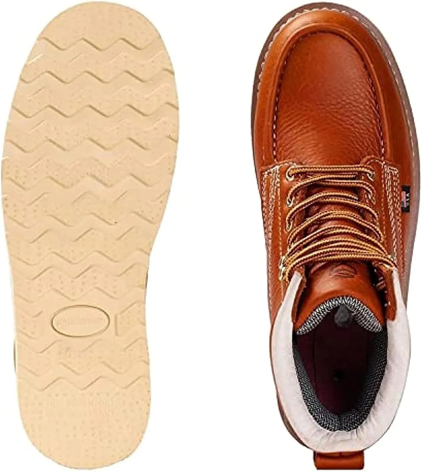 SUREWAY 6 in Mens Soft Toe Work Boots for Men-Full Grain Leather,Goodyear,Non-Slip EH Safety Industial Construction Wedge Moc Toe Work Boots/Shoes