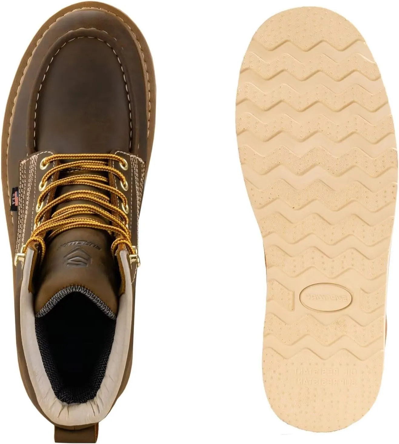 SUREWAY 6 in Mens Soft Toe Work Boots for Men-Full Grain Leather,Goodyear,Non-Slip EH Safety Industial Construction Wedge Moc Toe Work Boots/Shoes