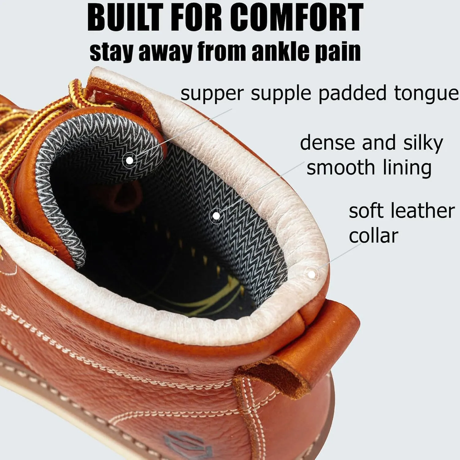 SUREWAY 6 in Mens Waterproof Soft Toe Work Boots for Men-Full Grain Leather,Goodyear,Non-Slip EH Safety Industial Construction Wedge Moc Toe Work Boots/Shoes