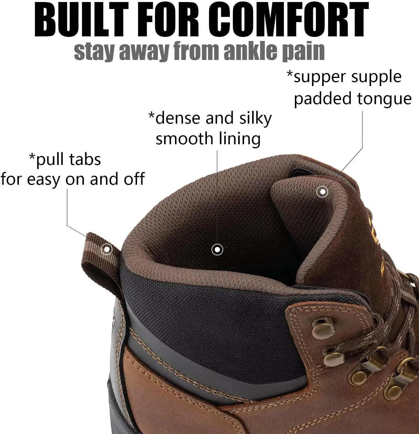 SUREWAY 6" Waterproof Work Boot for Men, Extremely Comfortable Insole, Oil/Slip Resistant, Thicker Leather, Work Boots/Shoes for Men, EH Safety Industrial & Construction Work Boots
