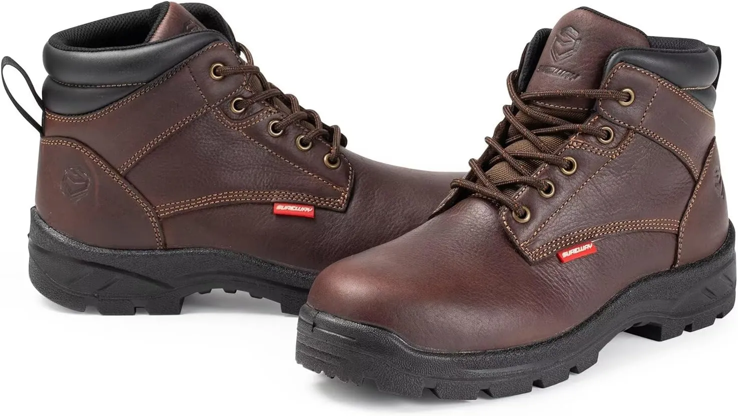 SUREWAY 6" Waterproof Work Boot for Men, Extremely Comfortable Insole, Oil/Slip Resistant, Thicker Leather, Work Boots/Shoes for Men, EH Safety Industrial & Construction Work Boots