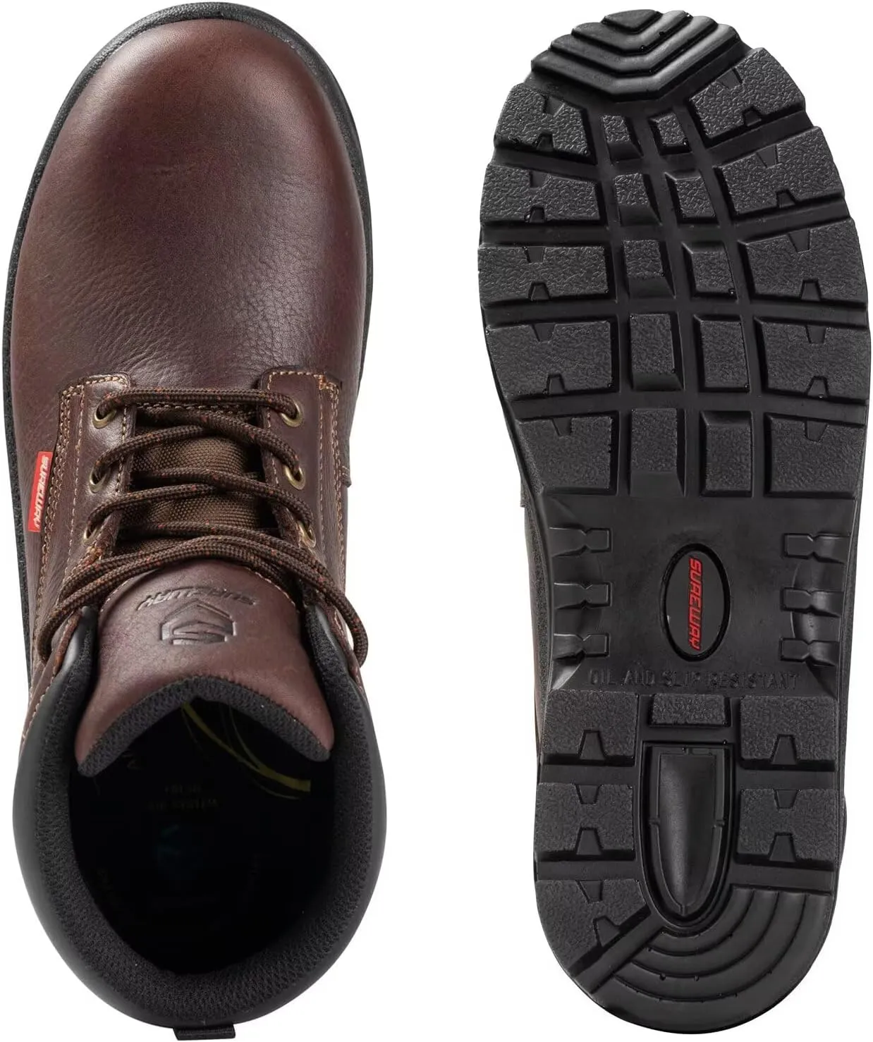 SUREWAY 6" Waterproof Work Boot for Men, Extremely Comfortable Insole, Oil/Slip Resistant, Thicker Leather, Work Boots/Shoes for Men, EH Safety Industrial & Construction Work Boots