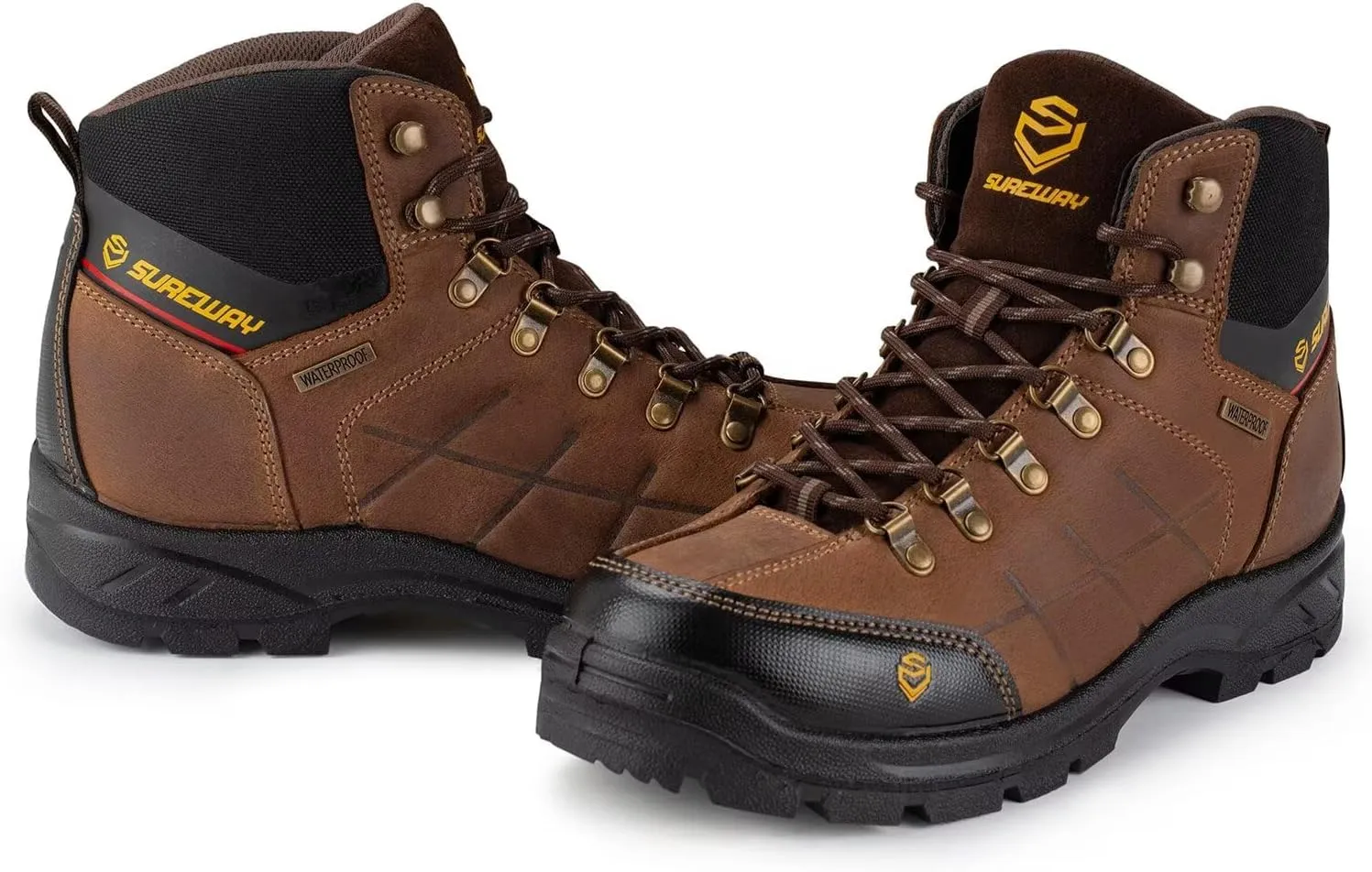 SUREWAY 6" Waterproof Work Boot for Men, Extremely Comfortable Insole, Oil/Slip Resistant, Thicker Leather, Work Boots/Shoes for Men, EH Safety Industrial & Construction Work Boots