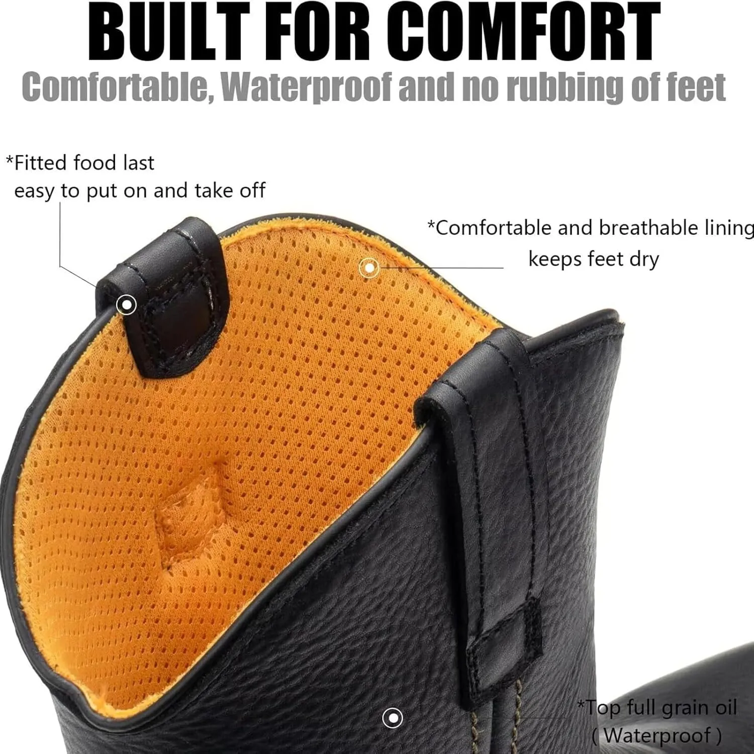 SUREWAY Mens 10 in Soft/Steel Toe Waterproof Wellington Boot,Heavy Duty Pull On Work Boots for Men,Full Grain Leather,Goodyear Welted,Superior Slip Resistant