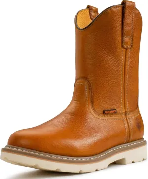 SUREWAY Mens 10 in Soft/Steel Toe Waterproof Wellington Boot,Heavy Duty Pull On Work Boots for Men,Full Grain Leather,Goodyear Welted,Superior Slip Resistant