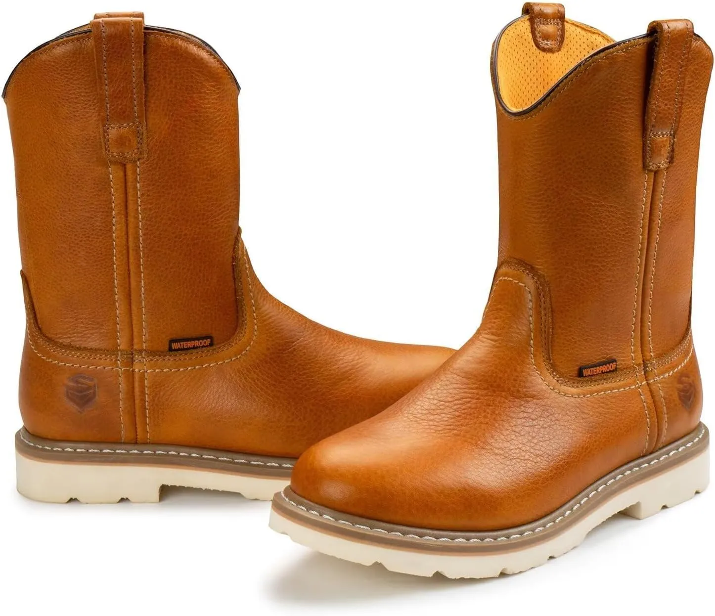 SUREWAY Mens 10 in Soft/Steel Toe Waterproof Wellington Boot,Heavy Duty Pull On Work Boots for Men,Full Grain Leather,Goodyear Welted,Superior Slip Resistant