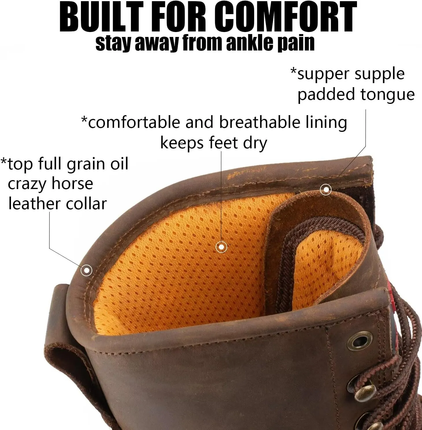 SUREWAY Men's 8" Waterproof Steel-Toe Logger Work Boot,Superior Oil/Slip Resistant,Thicker Full Grain Leather,Wedge Rubber Sole,EH Rated