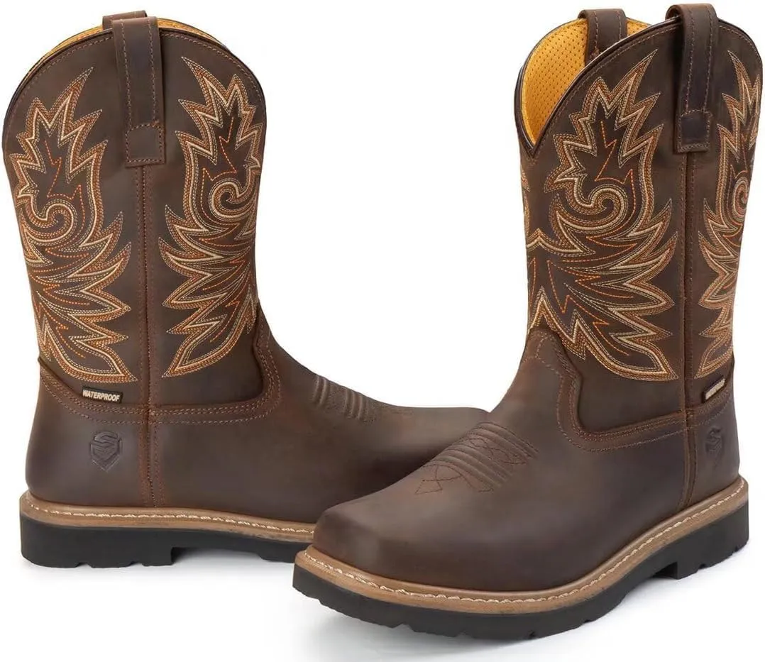 SUREWAY Square Toe Cowboy Boots for Men