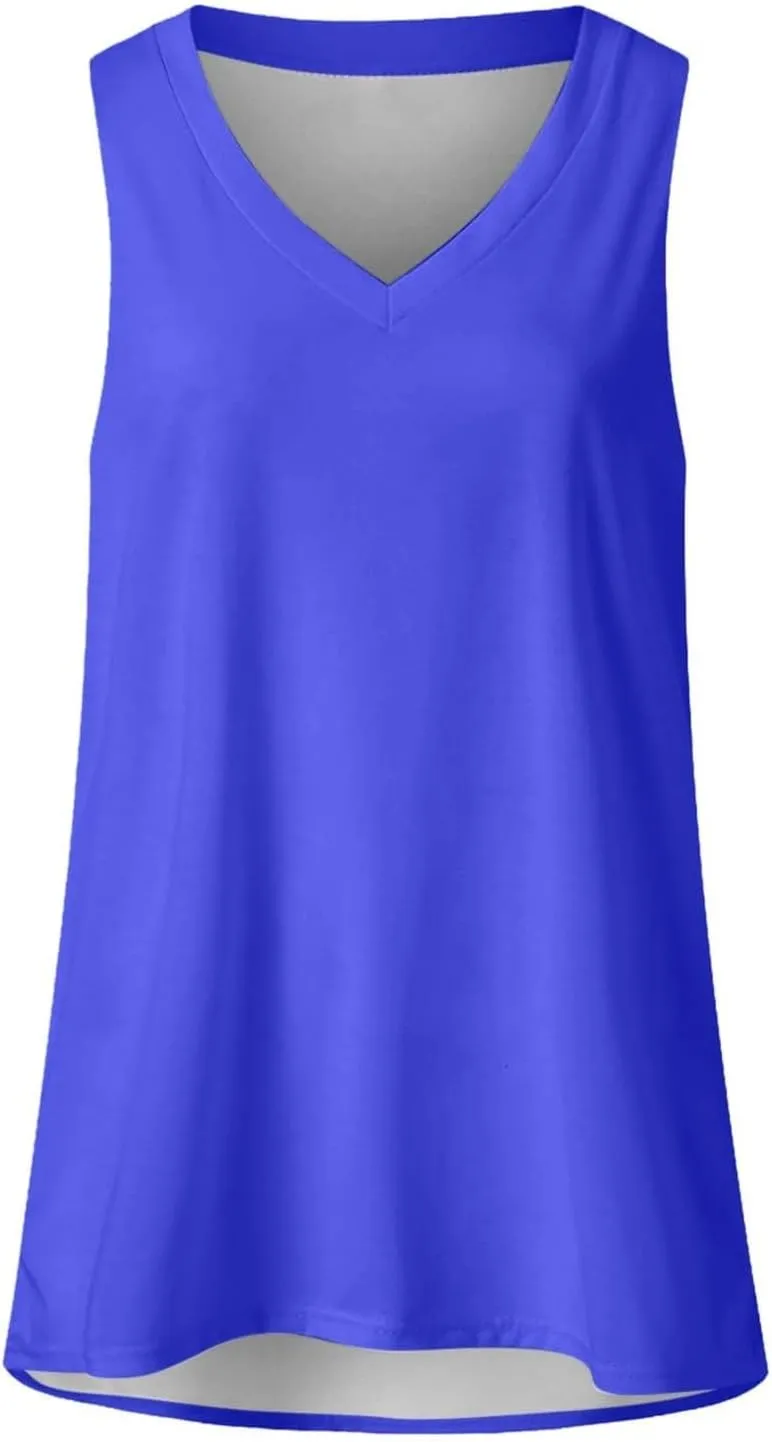 Tank Tops for Women 2025 Summer Sleeveless V Neck Blouses Plus Size Casual Vest Cami Tops Trendy Clothes