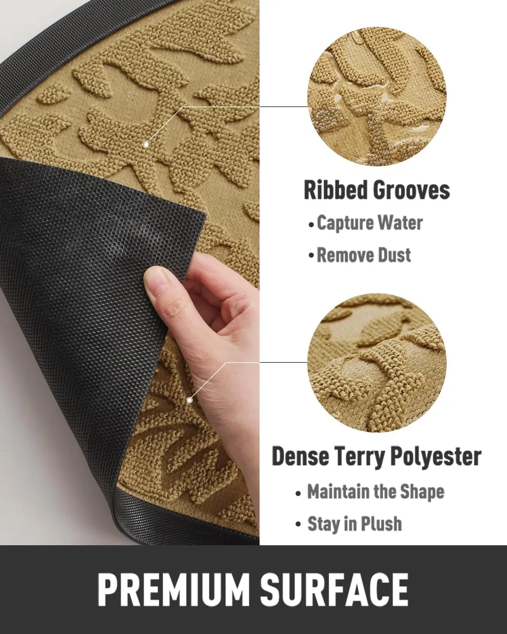 tchdio Door Mat Outdoor Indoor Entrance Doormat-Semicircular Durable Rubber Non Slip Front Door Mat for Outside Entry Entryway Welcome Mat for Muddy Paws and Shoes-Floral Yellow 17”x30”