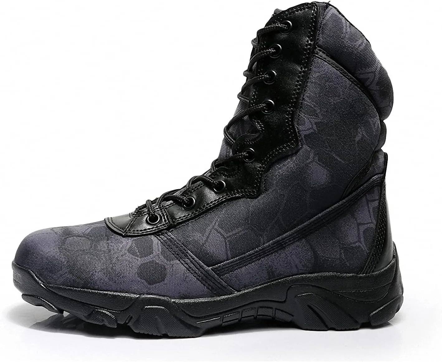 Tebapi Men Military Tactical Boots Backpacking Outdoor Hiking Camping Climbing Trekking Camouflage Ankle Boot Army Shoes Combat Waterproof Side Zipper