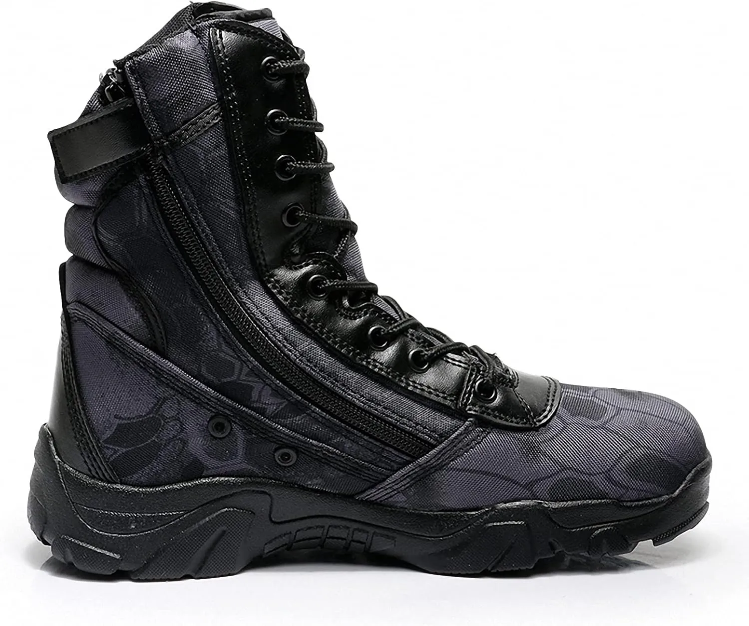 Tebapi Men Military Tactical Boots Backpacking Outdoor Hiking Camping Climbing Trekking Camouflage Ankle Boot Army Shoes Combat Waterproof Side Zipper
