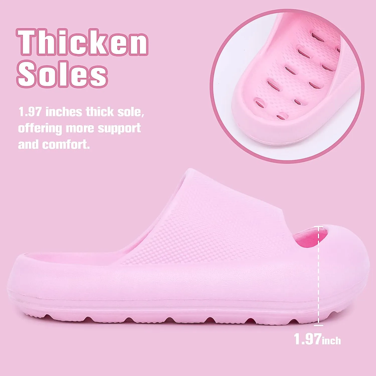 techcity Boys Girls Slide Sandals Soft Cushioned Thick Sole Non-slip Summer Slippers Quick Drying Bathroom Shower Pool Beach Sandals for Toddler Little Kids