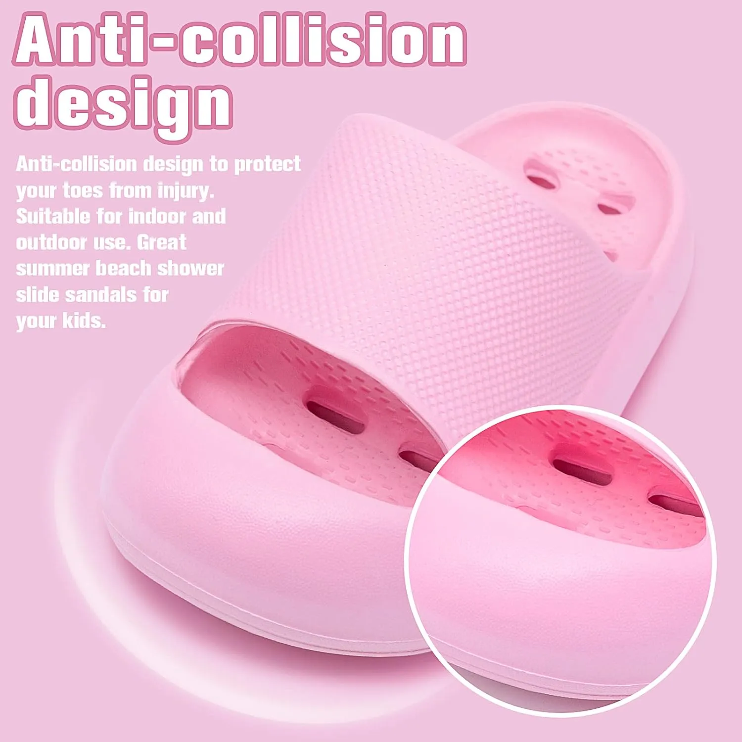 techcity Boys Girls Slide Sandals Soft Cushioned Thick Sole Non-slip Summer Slippers Quick Drying Bathroom Shower Pool Beach Sandals for Toddler Little Kids