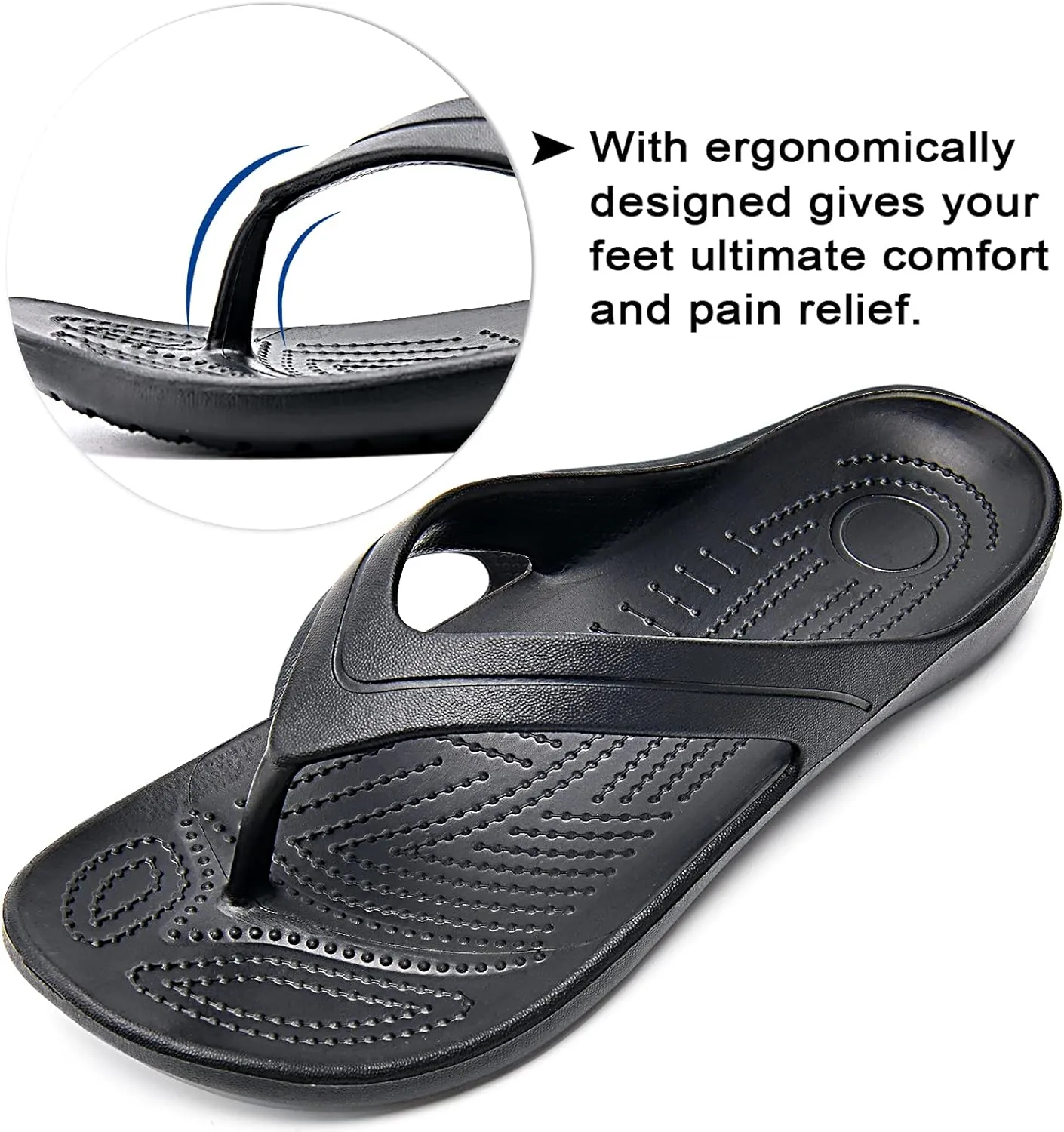 Temi Women's Flip Flops,Soft Lightweight Sandals for Women Anti Slip Casual Slippers Shower Beach Pool Bathroom Flat Slides Shoes