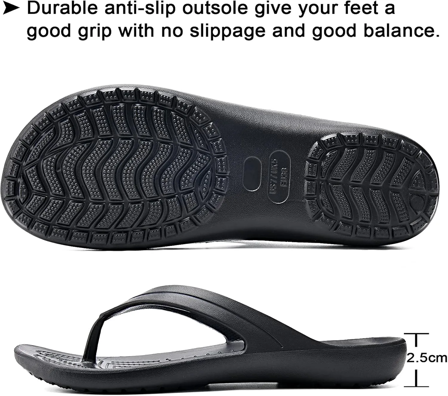 Temi Women's Flip Flops,Soft Lightweight Sandals for Women Anti Slip Casual Slippers Shower Beach Pool Bathroom Flat Slides Shoes