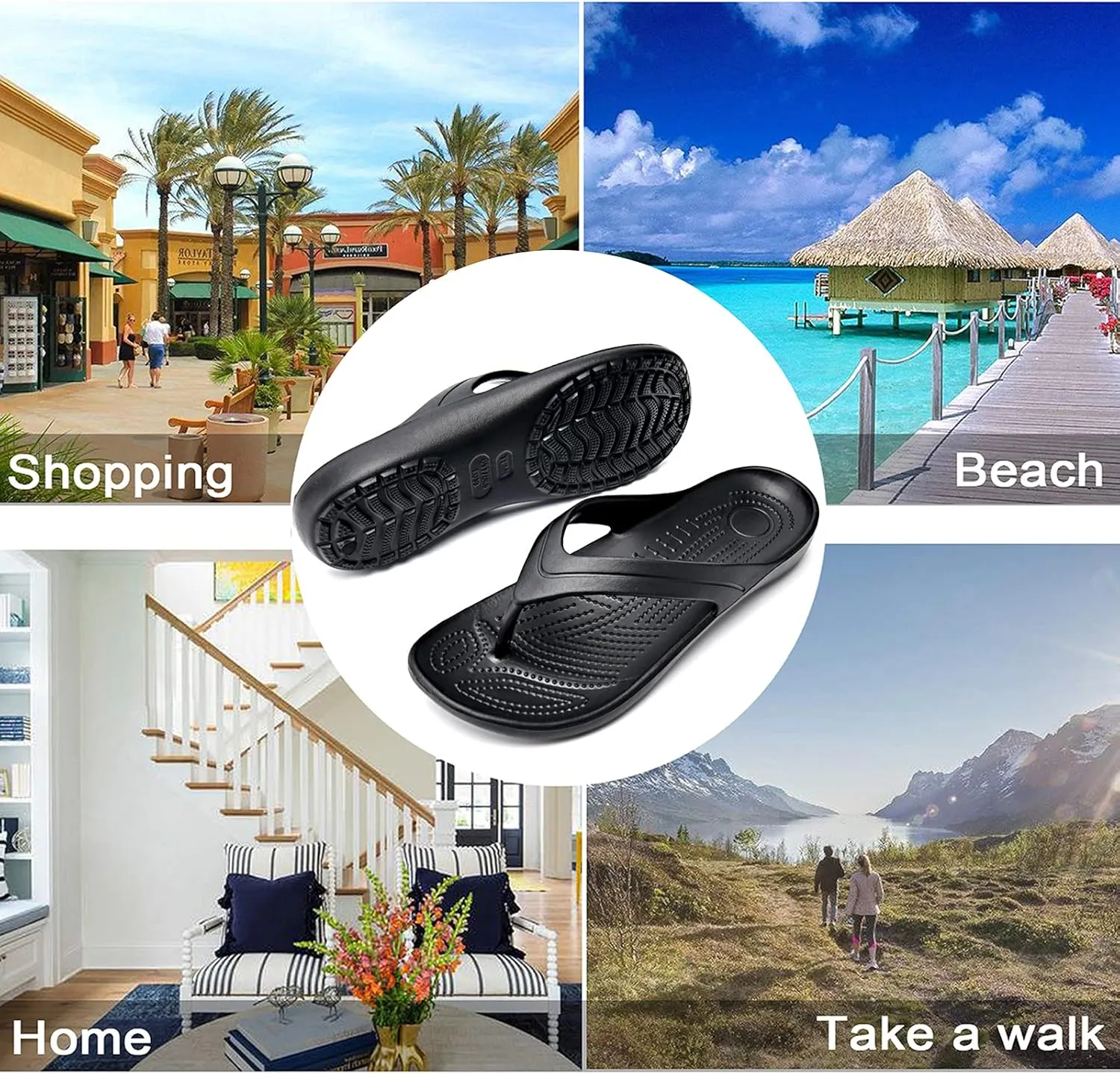 Temi Women's Flip Flops,Soft Lightweight Sandals for Women Anti Slip Casual Slippers Shower Beach Pool Bathroom Flat Slides Shoes