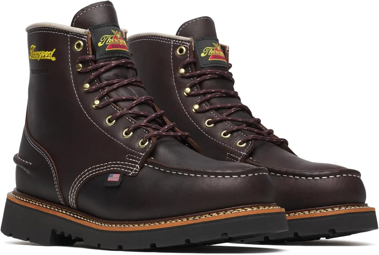 Thorogood 1957 Flyway 6” Waterproof Moc Toe Hunting Boots for Men - Premium Full-Grain Leather with Slip-Resistant Heel Outsole and Shock-Absorbing Footbed
