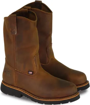 Thorogood American Heritage 11” Steel Toe Wellington Boots for Men - Premium Full-Grain Leather, Slip-Resistant Heel Outsole and Comfort Insole; EH Rated, Trail Crazyhorse (Black Sole) - 8 2E