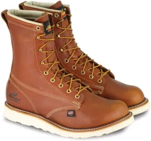 Thorogood American Heritage 8” Soft Toe Work Boots for Men Made from Premium Leather with Slip-Resistant Wedge Outsole and Shock-Absorbing Insole; EH Rated