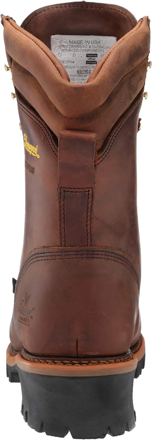 Thorogood Logger Series 9” Waterproof Insulated Steel Toe Work Boots for Men - Premium Leather with 400g Thinsulate and Vibram Slip-Resistant Heel Outsole