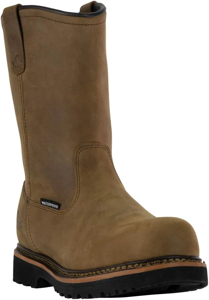 Thorogood V-Series 11” Waterproof Pull On Wellington Boots for Men - Premium Leather with Composite Safety Toe, Comfort Insole, and Chevron Traction Outsole; ASTM Rated