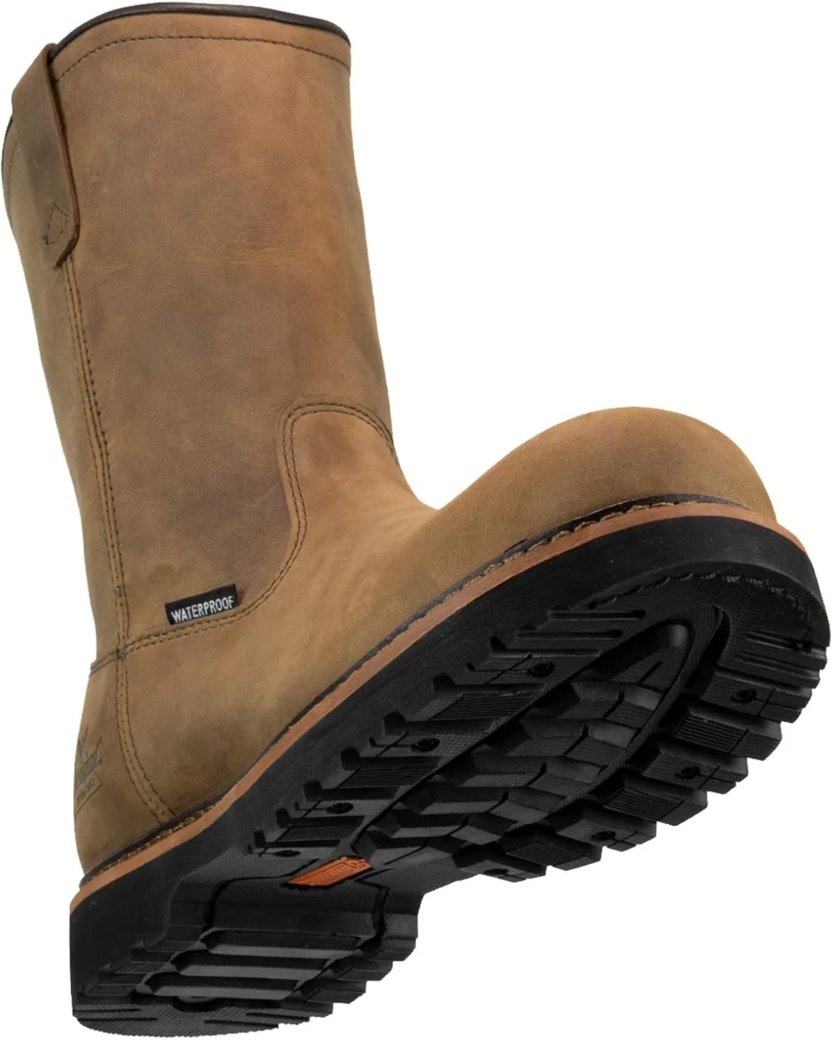 Thorogood V-Series 11” Waterproof Pull On Wellington Boots for Men - Premium Leather with Composite Safety Toe, Comfort Insole, and Chevron Traction Outsole; ASTM Rated