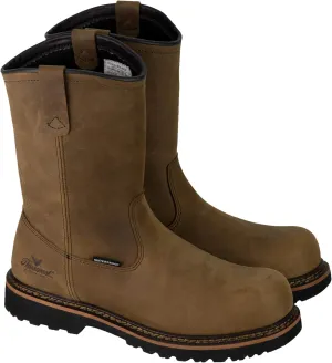 Thorogood V-Series 11” Waterproof Pull On Wellington Boots for Men - Premium Leather with Composite Safety Toe, Comfort Insole, and Chevron Traction Outsole; ASTM Rated