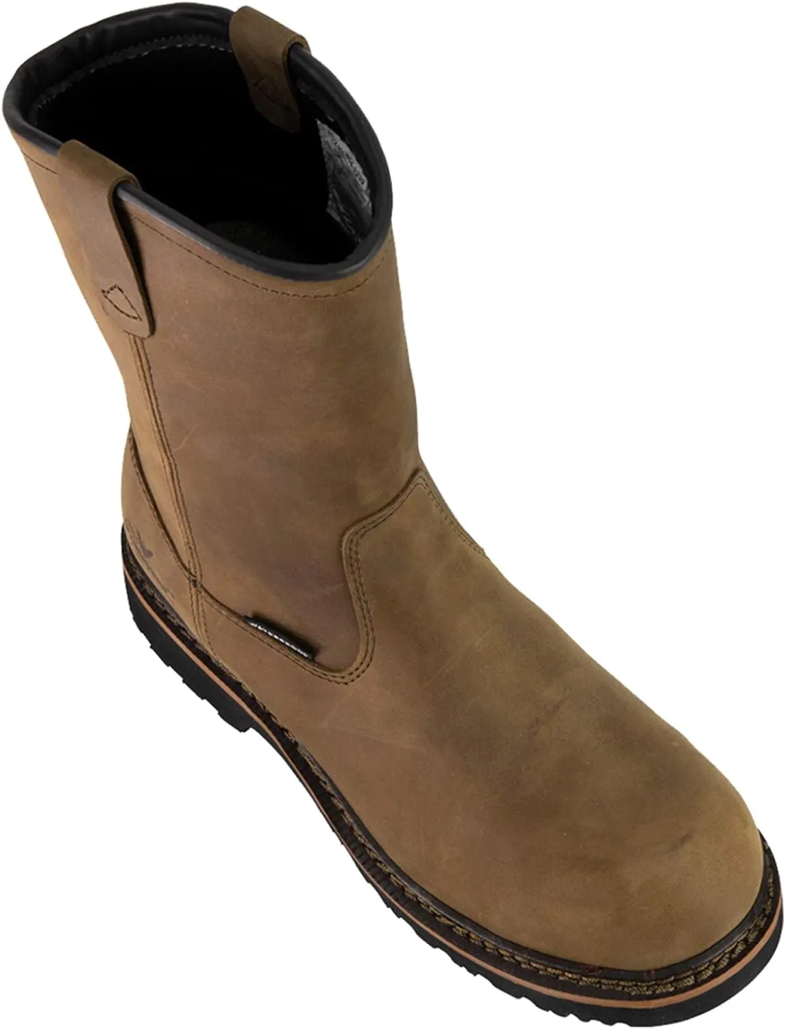 Thorogood V-Series 11” Waterproof Pull On Wellington Boots for Men - Premium Leather with Composite Safety Toe, Comfort Insole, and Chevron Traction Outsole; ASTM Rated