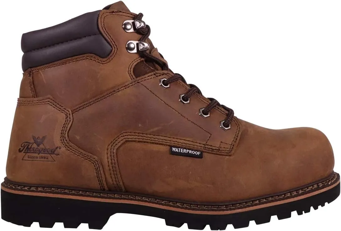 Thorogood V-Series 6” Waterproof Composite Toe Work Boots for Men - Premium Leather with Goodyear Storm Welt, Comfort Insole, and Chevron Traction Outsole; ASTM Rated