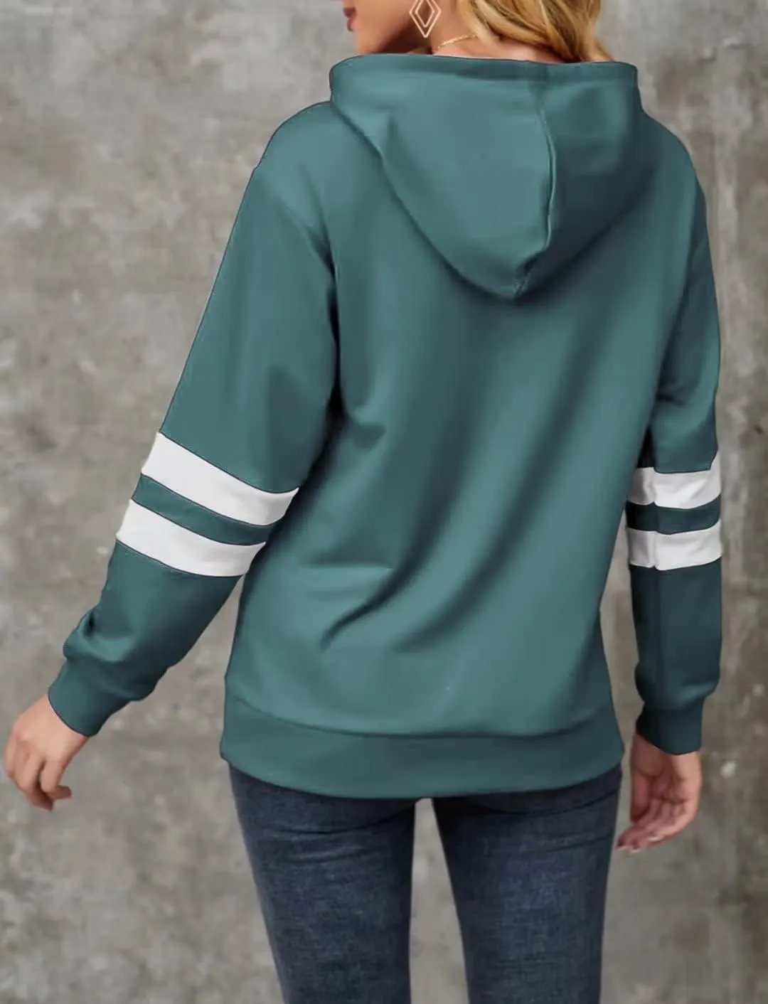 TICTICMIMI Women Sunflower Print Sweatshirts Color Block Long Sleeve Hoodies Lightweight Drawstring Pullover Tops
