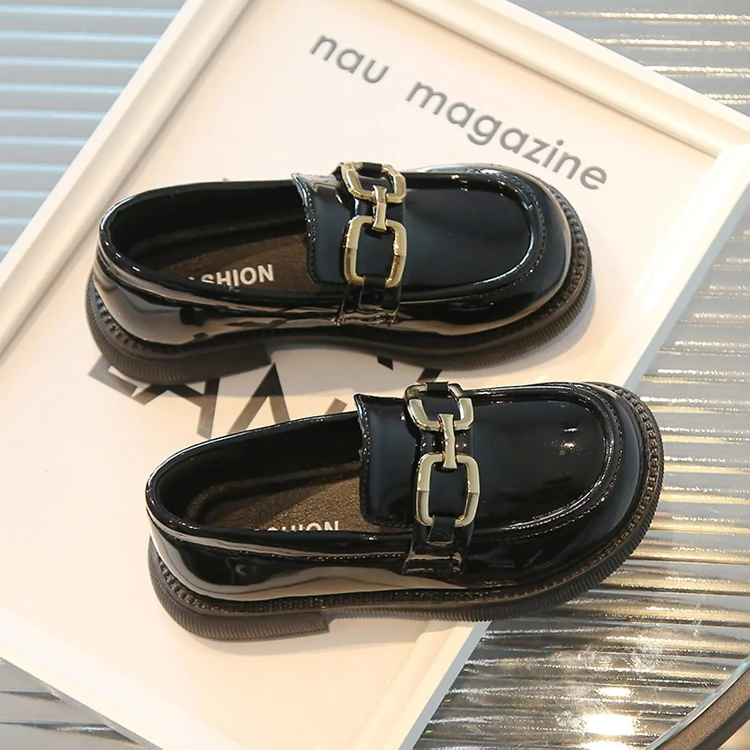 Toddler Boys Girls Leather Loafers Dress Shoes Little Kid Oxford Flats Casual Moccasins Slip-On School Uniform Walking Boat Shoes