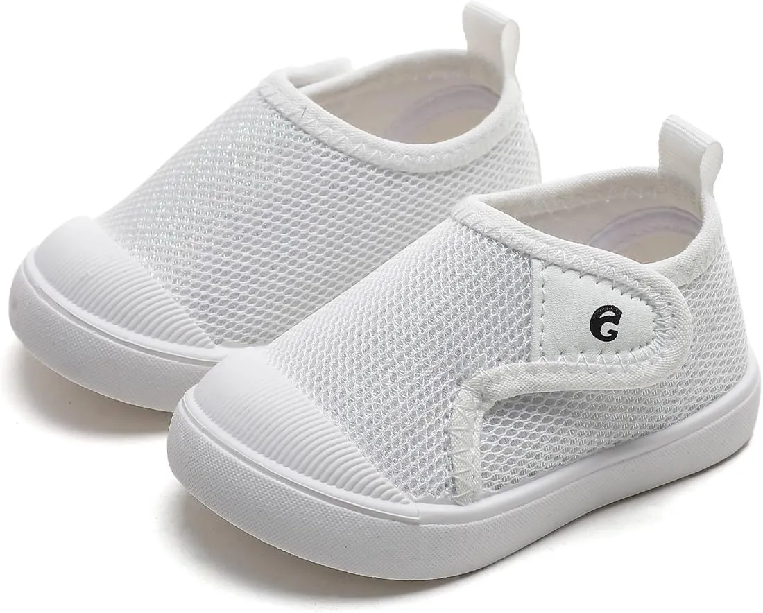 Toddler Girls Boys Shoes Kids Canvas Sneakers with Cartoon Print Adjustable Velcro Strap