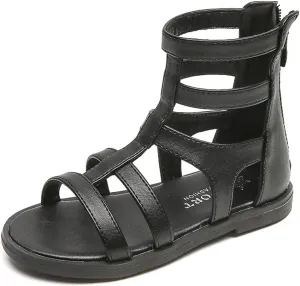 Toddler Little Girls Summer Zipper Open Toe Gladiator Sandals Fashion Summer Boots Dress Flats