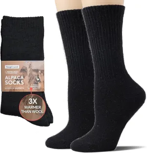 Toughland Alpaca Wool Socks for Men and Women - Non-Itchy, Full Cushion Warm Crew Socks - for Cold Weather, Hiking