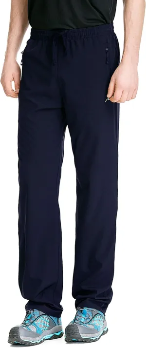 TRAILSIDE SUPPLY CO. Mens Lightweight Track Pants,Stretchy Pants with Zipper Pockets,Loose Fit