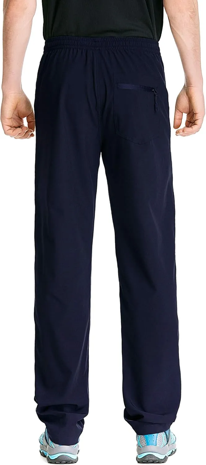 TRAILSIDE SUPPLY CO. Mens Lightweight Track Pants,Stretchy Pants with Zipper Pockets,Loose Fit