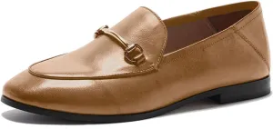 U-lite Women's Cow Leather Slip On Loafers Metal Decoration Flat Mules