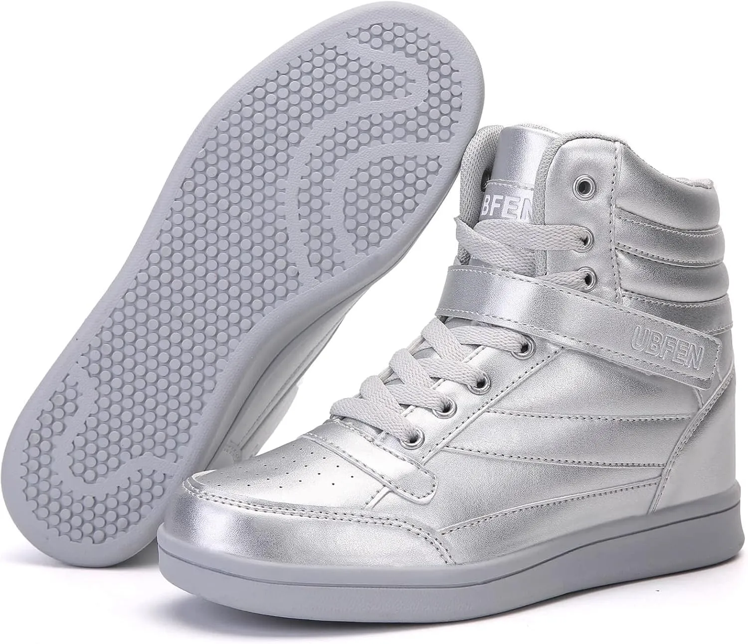 UBFEN Womens High Top Ankle Support Sneakers Vibrant Colour Hidden Wedge Heel Retro 80s Tennis Shoes for Girls Cosplay Removable Insole Backpacking Boots