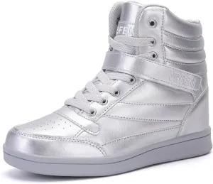 UBFEN Womens High Top Ankle Support Sneakers Vibrant Colour Hidden Wedge Heel Retro 80s Tennis Shoes for Girls Cosplay Removable Insole Backpacking Boots