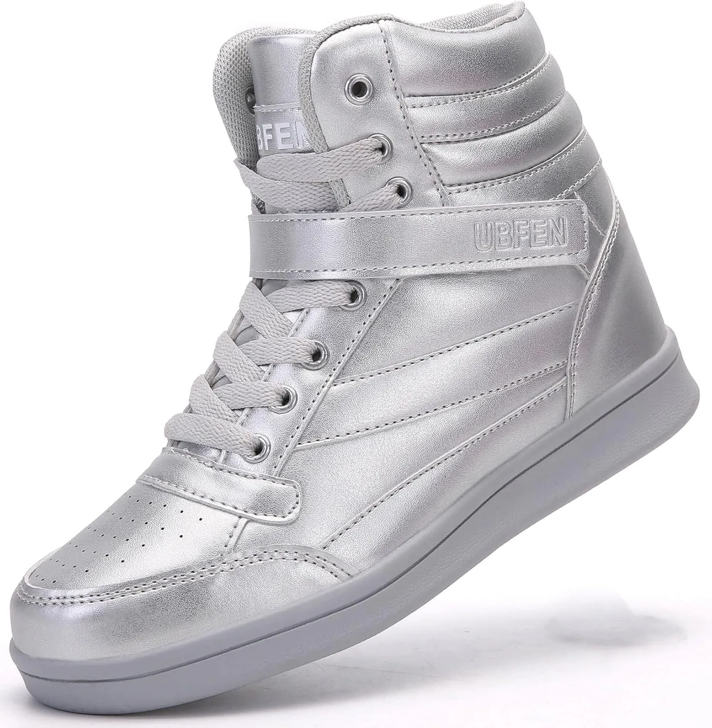 UBFEN Womens High Top Ankle Support Sneakers Vibrant Colour Hidden Wedge Heel Retro 80s Tennis Shoes for Girls Cosplay Removable Insole Backpacking Boots