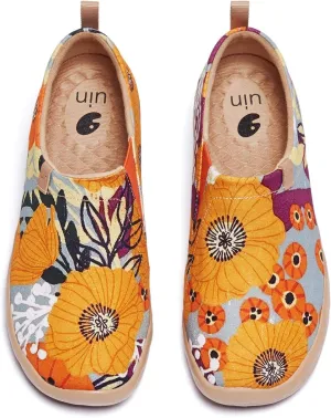 UIN Women's Artistic Slip-On Shoes Vibrant Floral Casual Loafers Lightweight Comfortable Travel Footwear