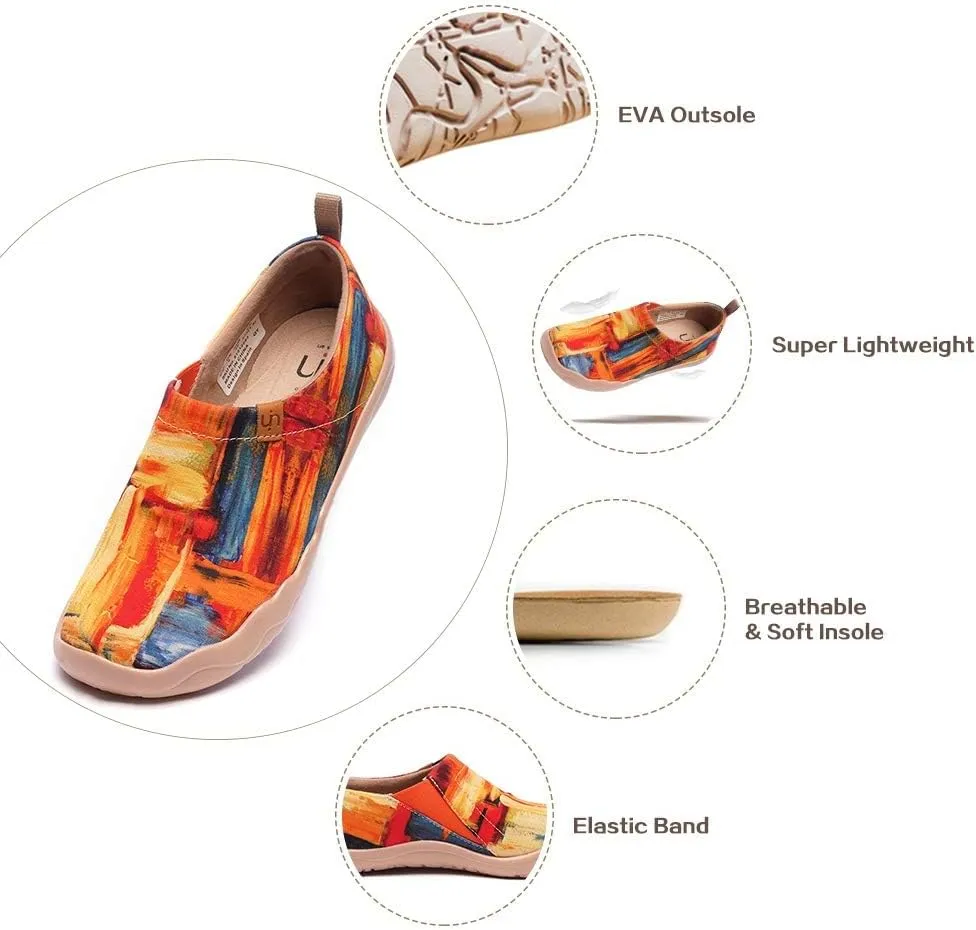 UIN Women's Artistic Slip-On Shoes Vibrant Floral Casual Loafers Lightweight Comfortable Travel Footwear