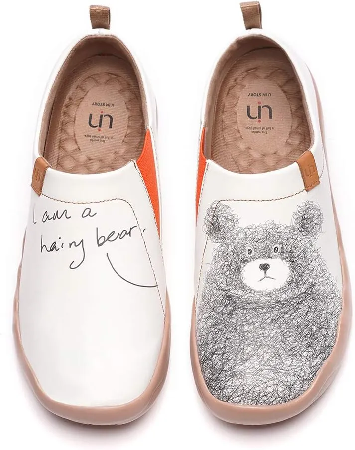 UIN Women's Men's Slip On Sneakers Cute Bear Casual Walking Shoes Microfiber Leather Street Travel Painted Shoes Be with You (42)
