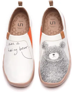 UIN Women's Men's Slip On Sneakers Cute Bear Casual Walking Shoes Microfiber Leather Street Travel Painted Shoes Be with You (42)