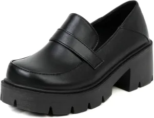 Uniquelly Platform Loafers for Women Chunky Loafers Round Toe Penny Loafers Lug Sole Mid Heel Slip On Comfort Fashion Business Work Shoes